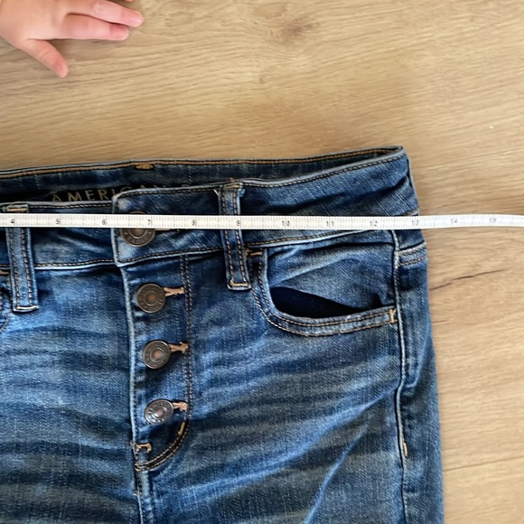 American Eagle Next Level Stretch High Rise Jegging Button Fly Med/Dark Wash - Picture 8 of 10